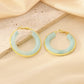 Round Resin Hoop Earrings [304 Stainless Steel, 18K Gold Plated]