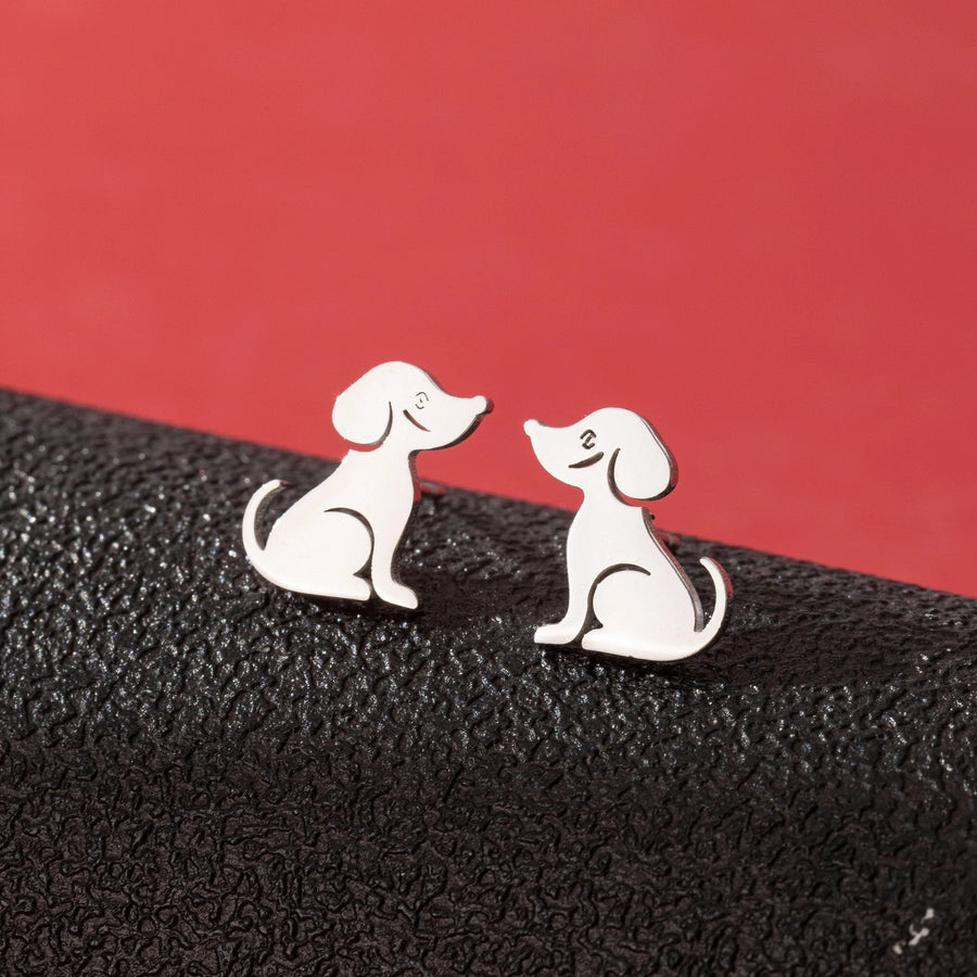 Dog Cat Ear Studs [304 Stainless Steel,18K Gold Plated]