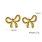 Heart Shape Bow Knot Earrings [304 Stainless Steel,14K Gold Plated]