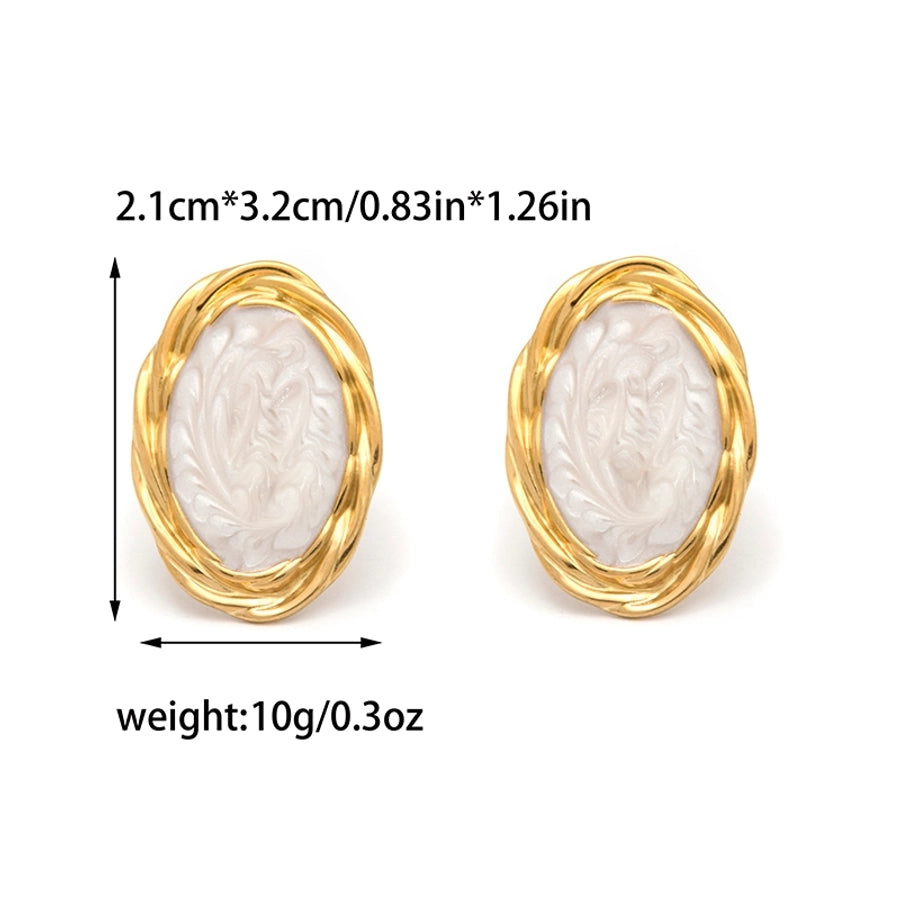 Blue White Pink Enamel Earrings [304 Stainless Steel,14K Gold Plated]