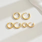 Three Pairs Hoop Earrings Set [201 Stainless Steel, 18K Gold Plated]