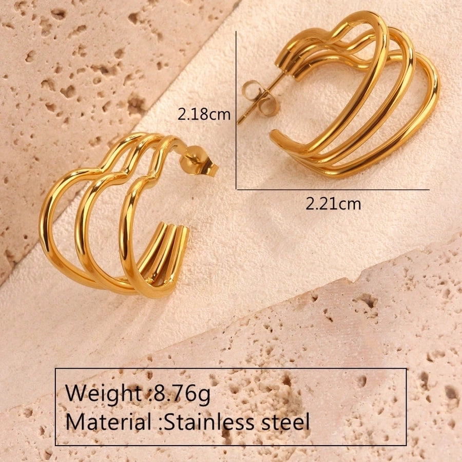 Heart Shape Earrings [304 Stainless Steel,18K Gold Plated]