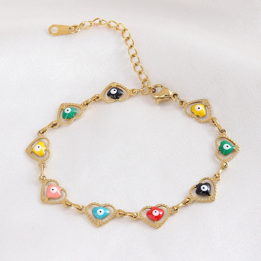 Heart Shape Eye  Bracelets [304 Stainless Steel]