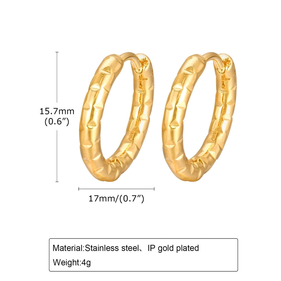 Color Block Solid Color Hoop Earrings [201 Stainless Steel,18K Gold Plated]