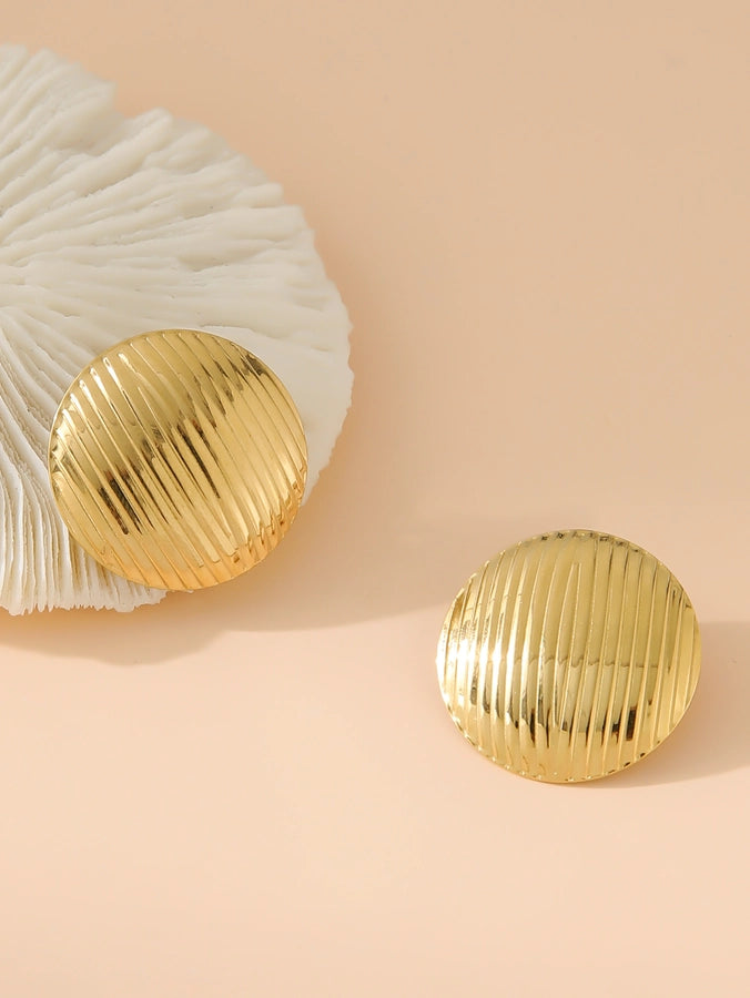 Round Earrings [304 Stainless Steel,18K Gold Plated]