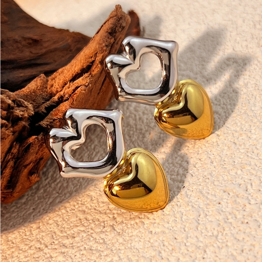 Lips Heart Drop Earrings [304 Stainless Steel,18K Gold Plated]