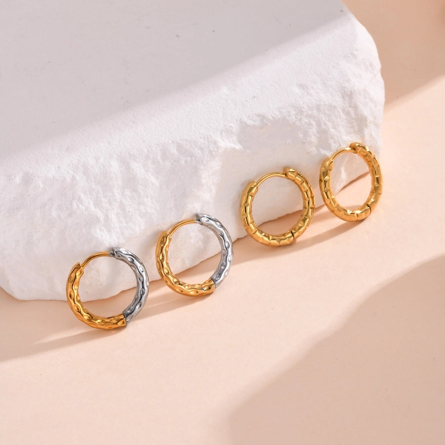 Color Block Solid Color Hoop Earrings [201 Stainless Steel,18K Gold Plated]