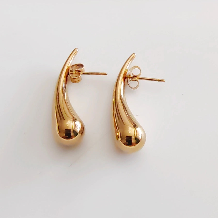 Small Water Droplets Earrings [304 Stainless Steel,18K Gold Plated]