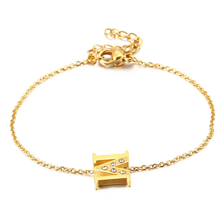 Letter Bracelets [304 Stainless Steel,18K Gold Plated]