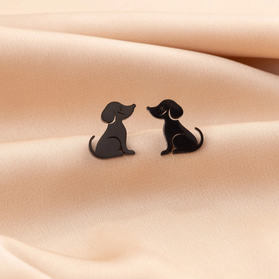 Dog Cat Ear Studs [304 Stainless Steel,18K Gold Plated]