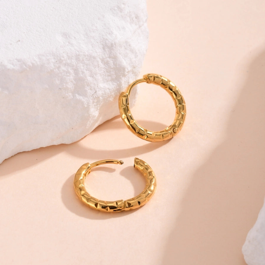 Color Block Solid Color Hoop Earrings [201 Stainless Steel,18K Gold Plated]