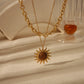 Sun Brown Stone Necklace [304 Stainless Steel,18K Gold Plated]