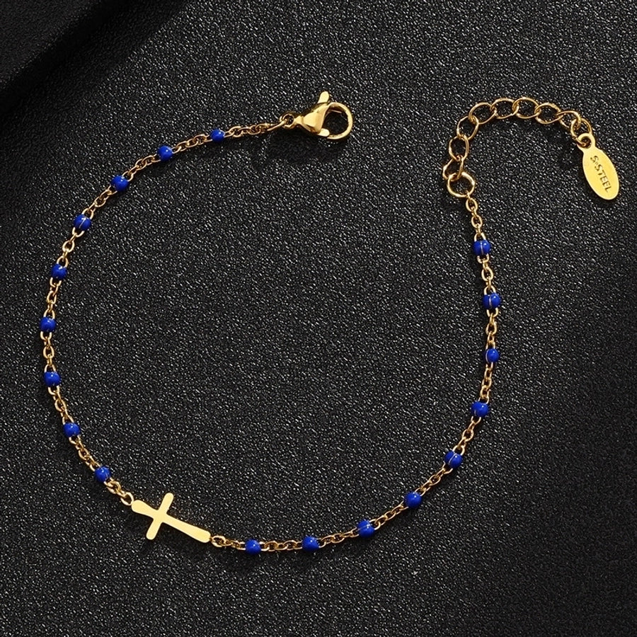 Cross Small Stones Bracelet [Stainless Steel]