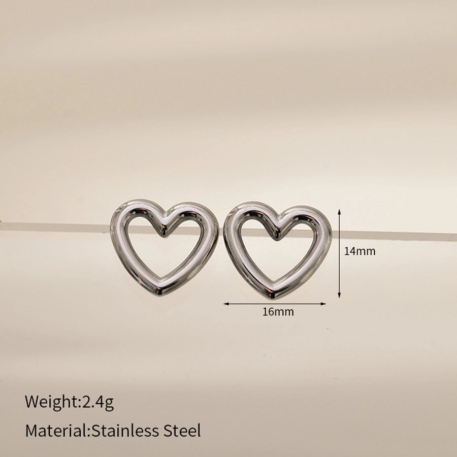 Cute Heart Shape Earrings [304 Stainless Steel,18K Gold Plated]