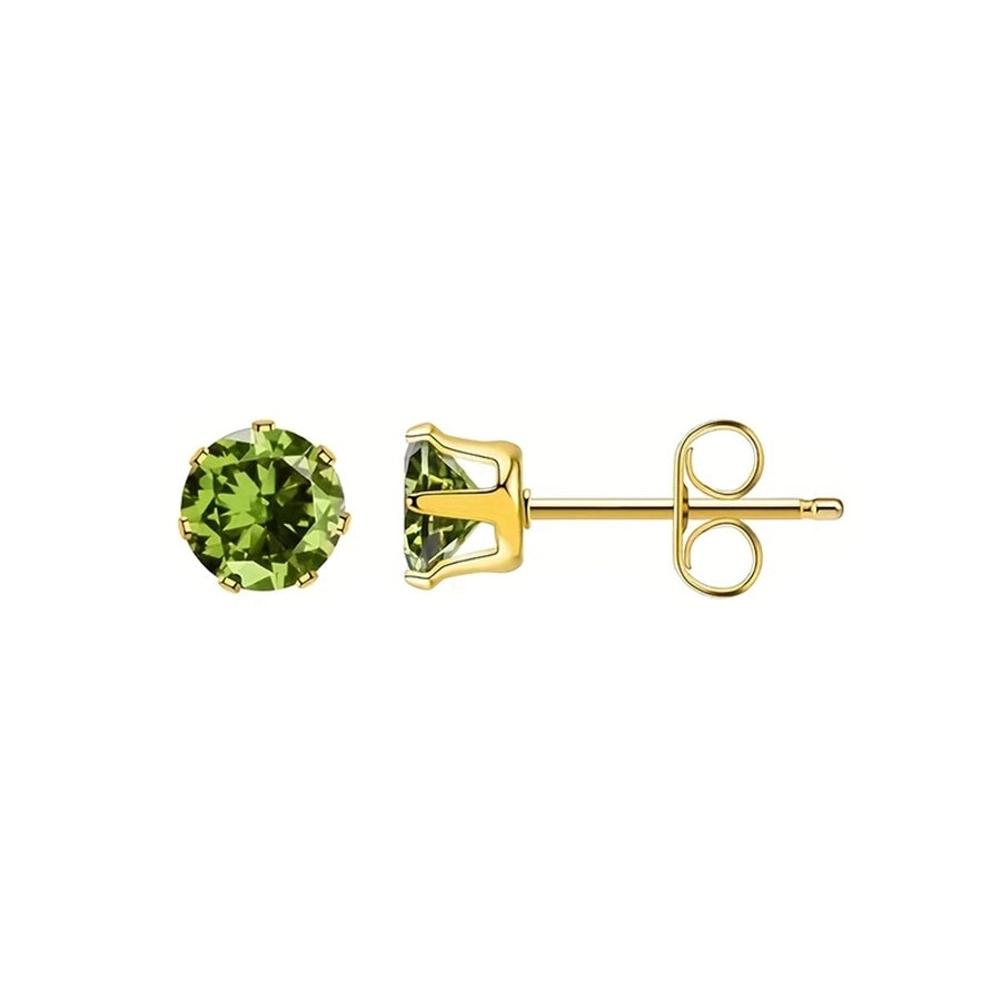 Pendientes redondos de tachuelas de diamantes de diamantes de diablo [304 acero inoxidable, 18k dorado chapado]