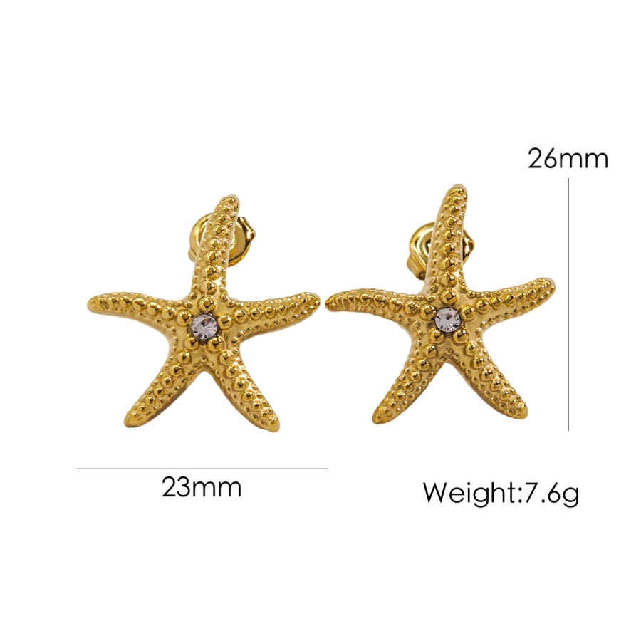 Starfish Earrings [304 Stainless Steel,14K Gold Plated]