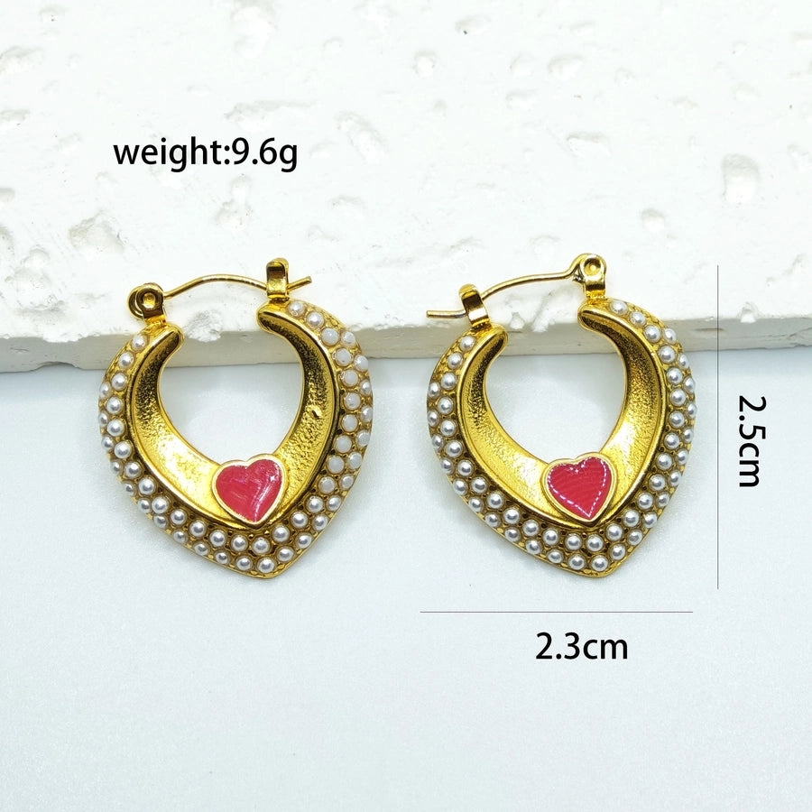 Mix Design Pearl Earrings [304 Stainless Steel,18K Gold Plated]