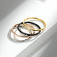 Thin Band Rhinestone Ring [304 Stainless Steel 18K Gold Plated]