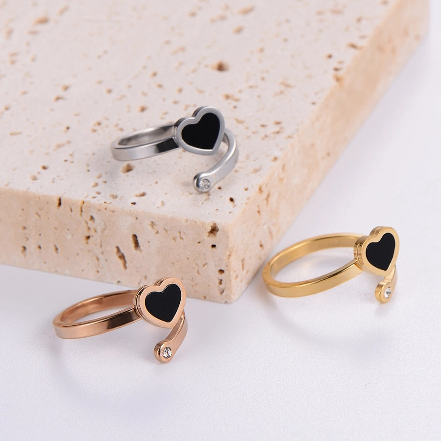 Anillo acrílico de forma de corazón [304 acero inoxidable de 18k chapado en oro]