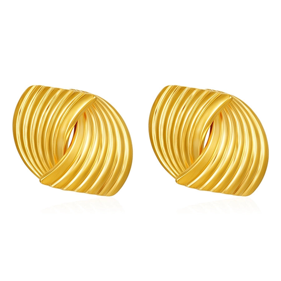 Pendientes de rayas geométricas [304 acero inoxidable, 18k dorado chapado]