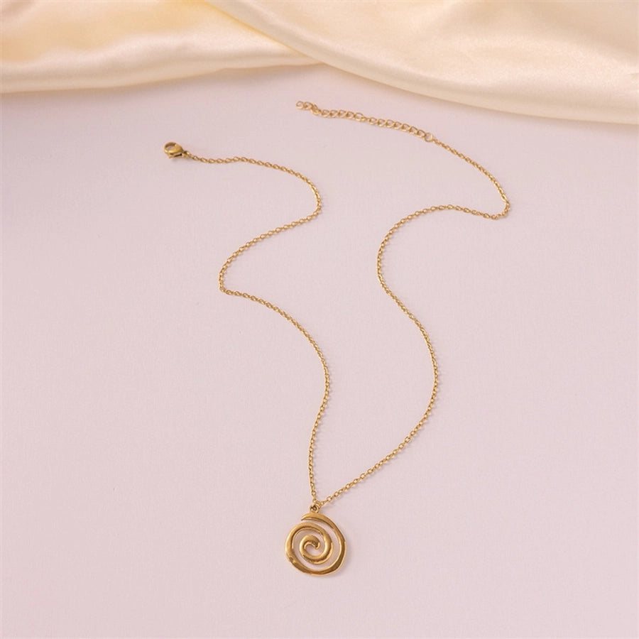 Spiral Necklace [304 Stainless Steel,18K Gold Plated]