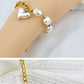 Forma del cuore/fiore/farfalla perle artificiali Bracciale/collana in pietra in vetro [acciaio inossidabile 304, oro 18K placcato]