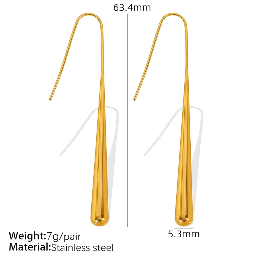 Water Droplets Gourd Hook Earrings [304 Stainless Steel,18K Gold Plated]