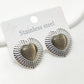 Silver Heart Stone Earrings [304 Stainless Steel]