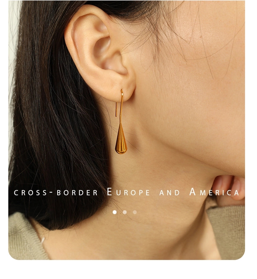 Water Droplets Gourd Hook Earrings [304 Stainless Steel,18K Gold Plated]