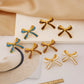 Bow Knot Enamel Ear Studs [304 Stainless Steel,18K Gold Plated]