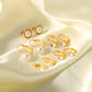 Pearl Zircon Stud Earrings [304 Stainless Steel, 18K Gold Plated]