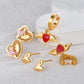 Heart Shape Butterfly Drop Earrings Set [304 Stainless Steel, 18K Gold Plated]