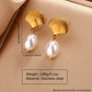 Tropical Geometric Sector Artificial Pearls Earrings [304 Stainless Steel, 18K Gold Plated]