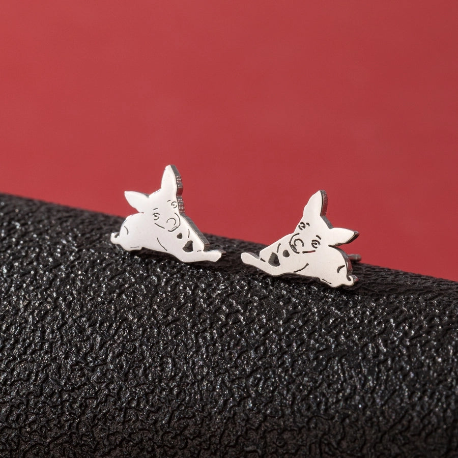 Dog Cat Ear Studs [304 Stainless Steel,18K Gold Plated]