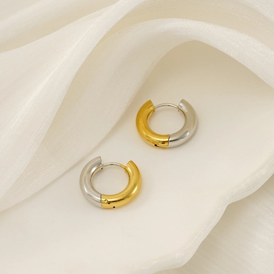 Silva Gold Hoop Earrings [304 Stainless Steel,18K Gold Plated]