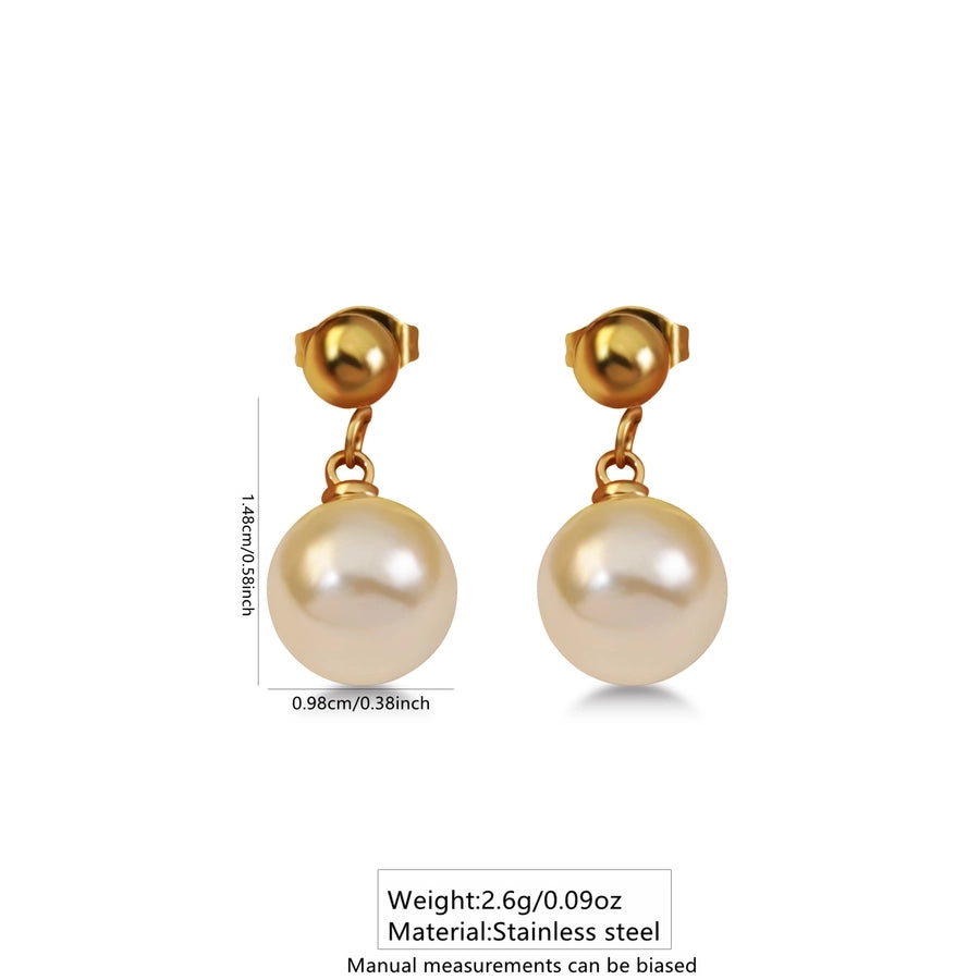 Princess Acrylic Imitation Pearl Gold  Drop Earrings [304 Stainless Steel]