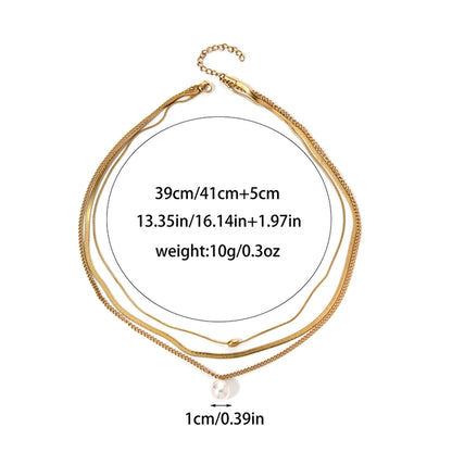 Round Three Layer Necklace  [304 Stainless Steel,14K Gold Plated]