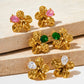 Flower Zircon 16K Earrings [304 Stainless Steel,16K Gold Plated]