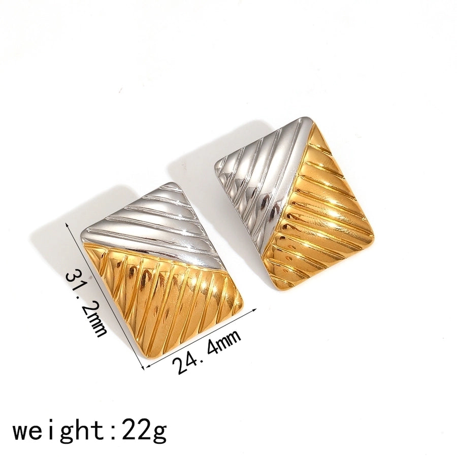 Rectangle Designs Earrings [304 Stainless Steel,18K Gold Plated]