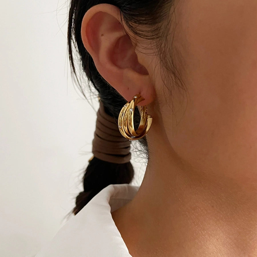 Commute Circle Hoop Earrings [316L Stainless Steel,18K Gold Plated]