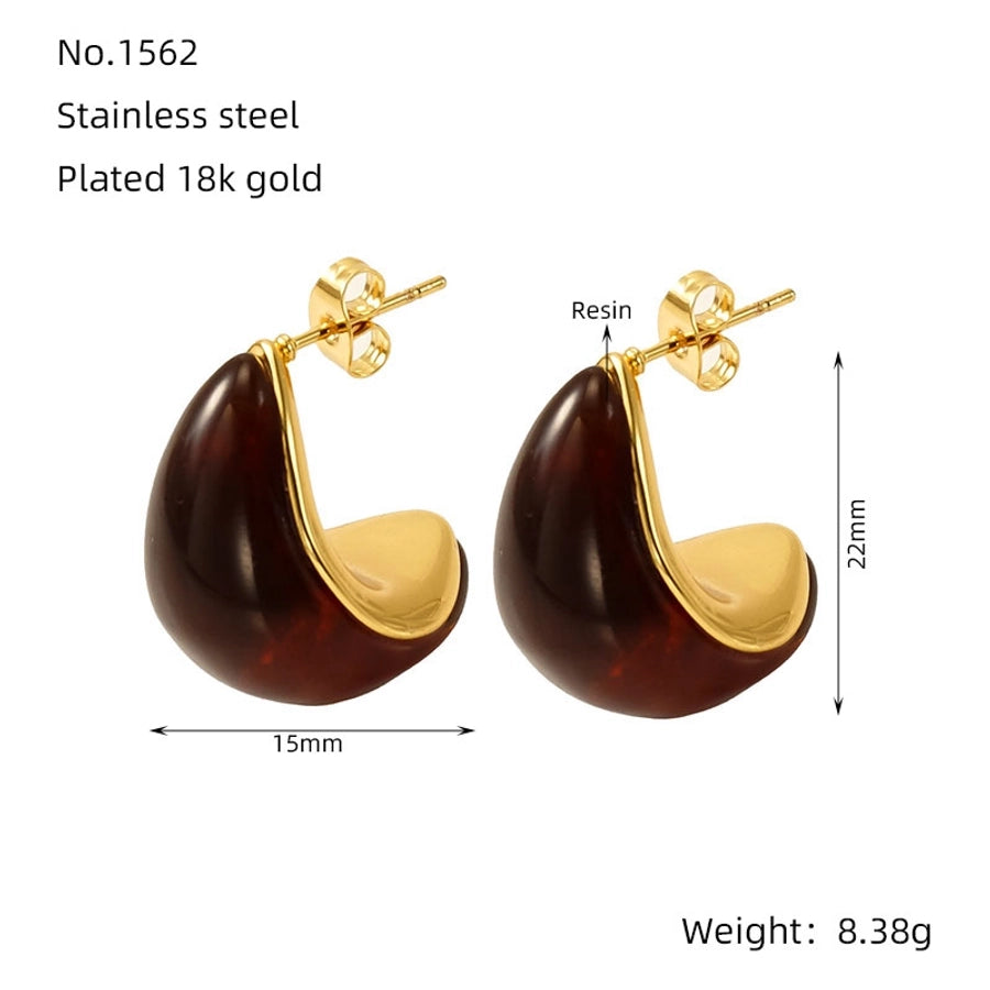 Tropical Water Droplets Resin Earrings [304 Stainless Steel, 18K Gold Plated]