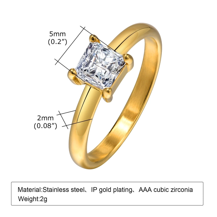 Zircon  Open Ring [201 Stainless Steel, 18K Gold Plated]