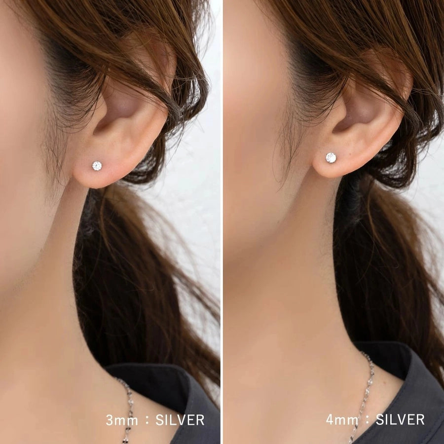 Round Zircon Ear Studs[316L Stainless Steel]