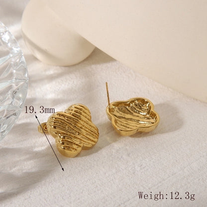 Boucles d'oreilles à fleurs de trajet [304 en acier inoxydable, 18 carats en or]