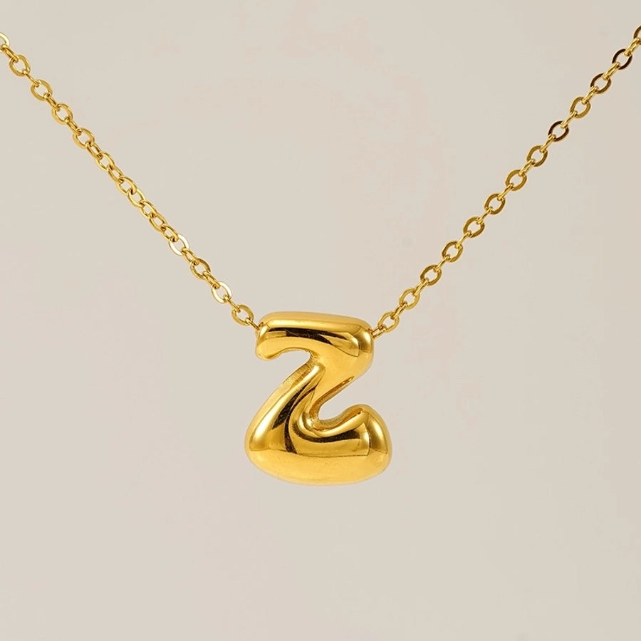 Letter Pendant Necklace [304 Stainless Steel,18K Gold Plated]