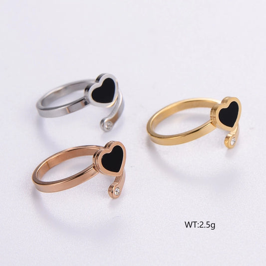 Heart Shape Acrylic Ring [304 Stainless Steel 18K Gold Plated]