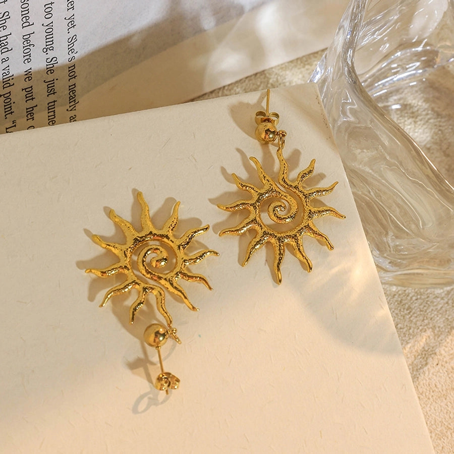 Sun Drop Earrings [304 Stainless Steel,14K Gold Plated]