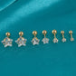 1 Piece Ear Cartilage Stud Star Zircon Earrings [304 Stainless Steel, 18K Gold Plated]