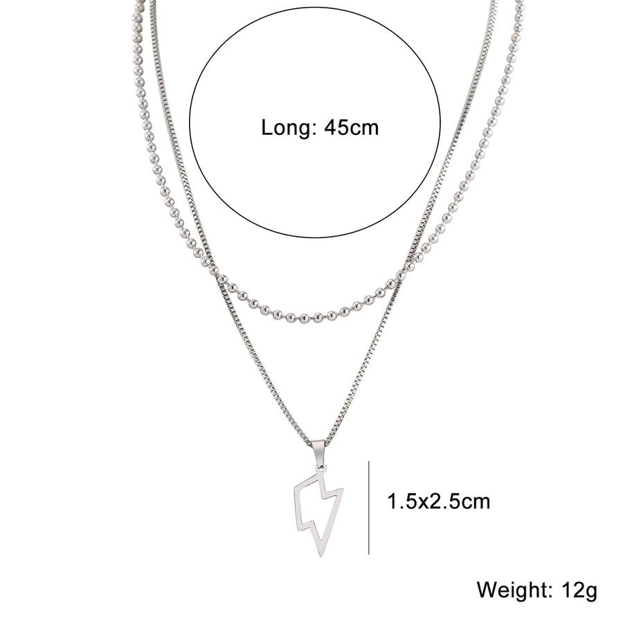 Lightning Double Layer Necklaces  [304 Stainless Steel]