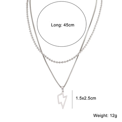 Lightning Double Layer Necklaces  [304 Stainless Steel]